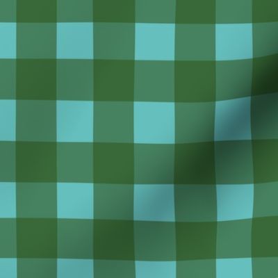 Gingham - Rustic Christmas Green and Blue