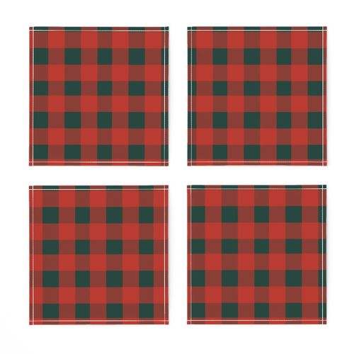 Gingham - Bold Christmas Red and Teal