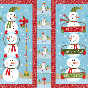 Snowmen Panel-Yd-Blue