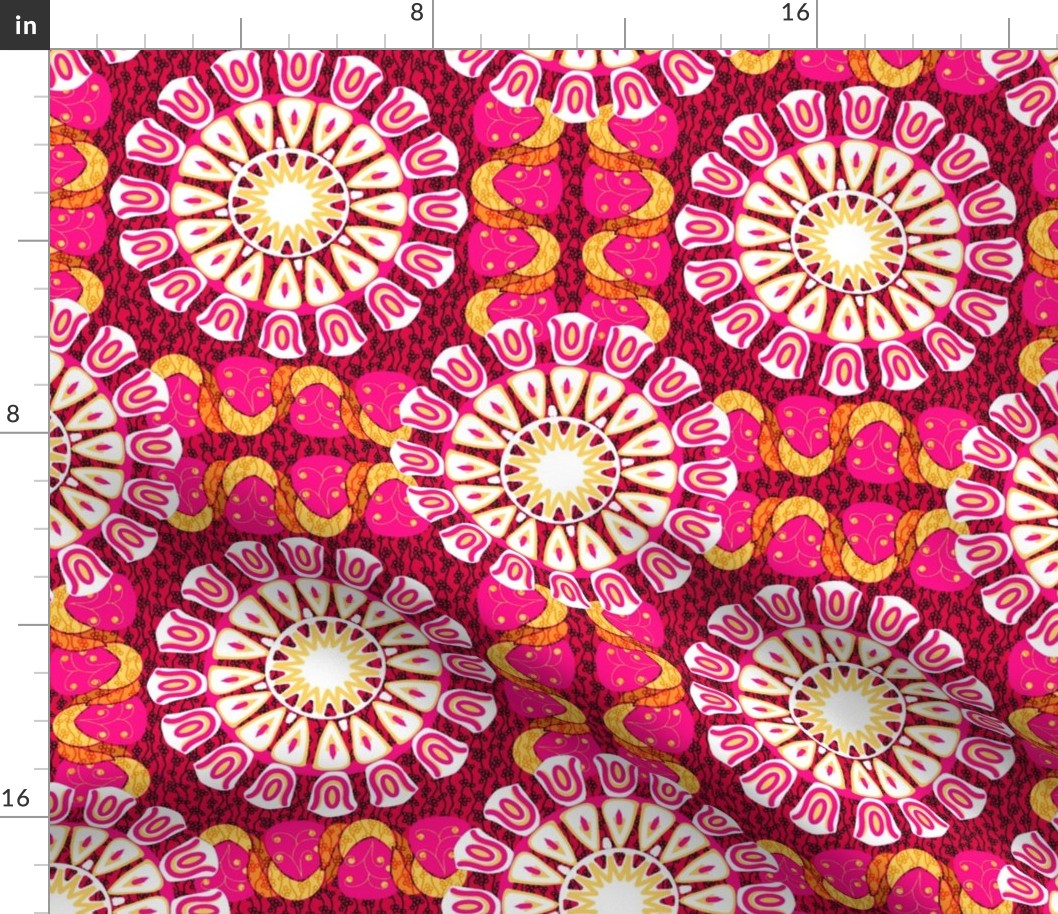 Bohemian Rosettes and Borders in Hot Pink and Yellow
