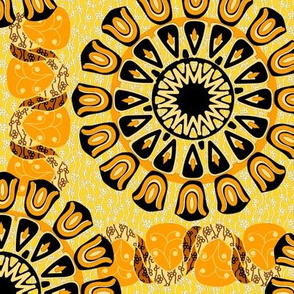 Bohemian Rosettes and Borders in Sunny Orange and Yellow