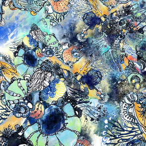 CLUSTER botanical abstract in watercolor
