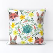  Easter rabbit and fox with daffodils