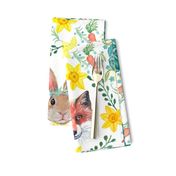  Easter rabbit and fox with daffodils
