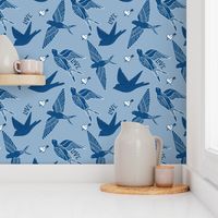 Blue birds,  Swallows /  blue limited palette