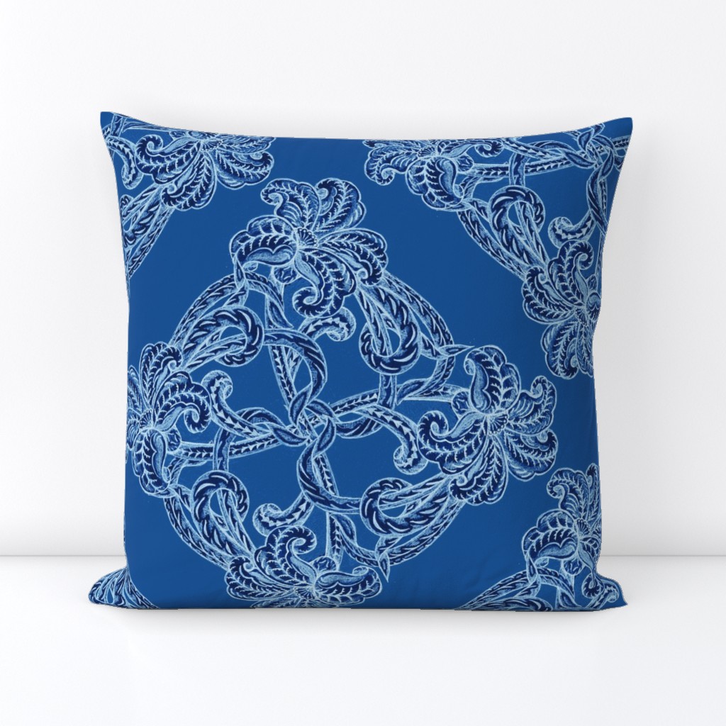 blue lily art nouveau 18x18