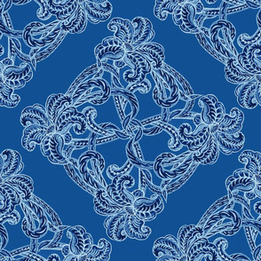 blue lily art nouveau 18x18