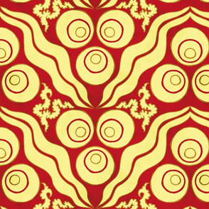 Ottoman Cintamani Design 1 Gold on Red