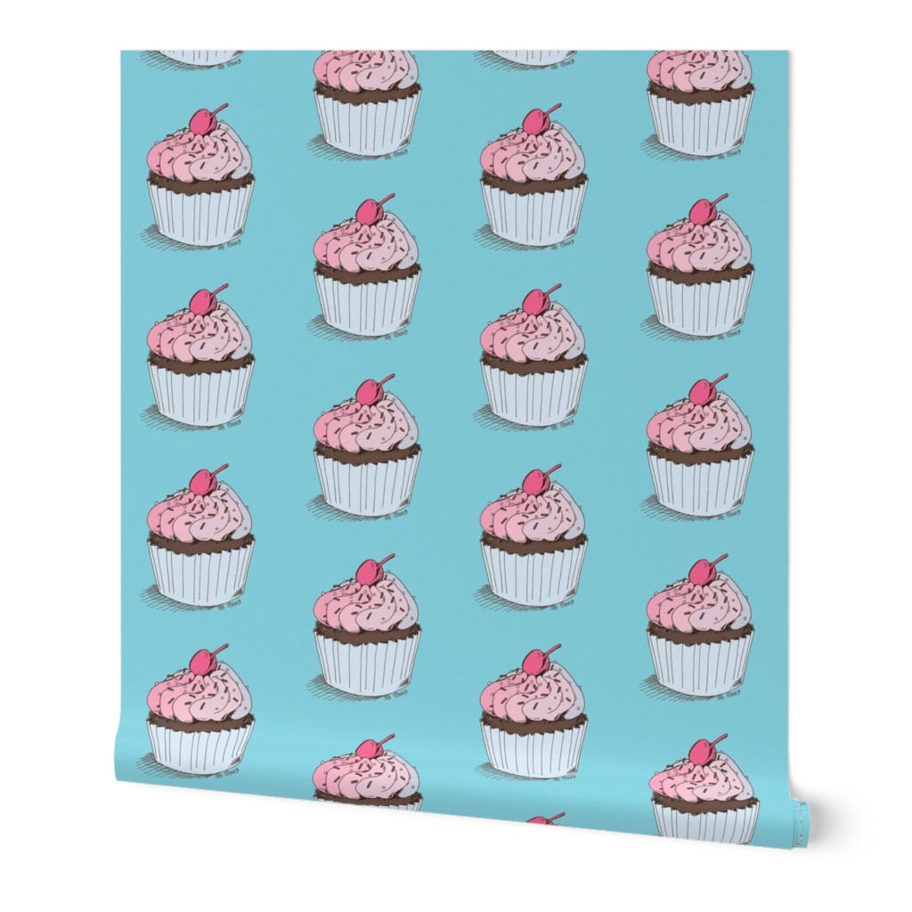 Sweet Retro Cupcake Blue