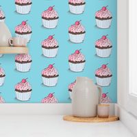 Sweet Retro Cupcake Blue