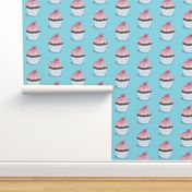 Sweet Retro Cupcake Blue