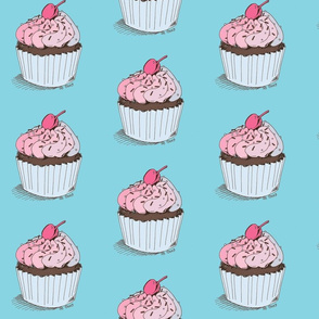 Sweet Retro Cupcake Blue