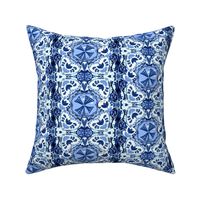 Folk Carousel  - Windmill/flowers-In classic shades of blue 