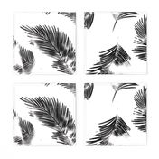 LARGE watercolour palm leaf silhouette - black and white