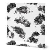 LARGE watercolour palm leaf silhouette - black and white