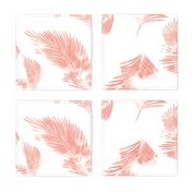 LARGE watercolour palm leaf silhouette - coral and white
