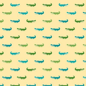 Cute crocodile jungle animal alligator kids animals illustration pattern design in green blue yellow SMALL