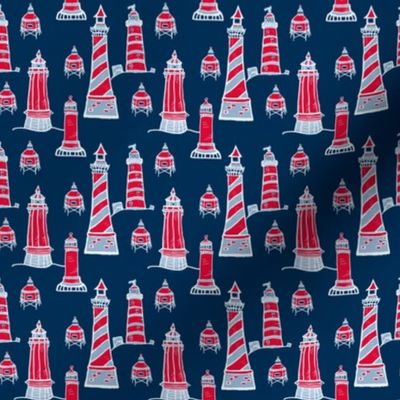 Lighthouses - red, white & blue