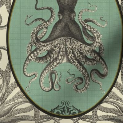 Letters from the Deep - Framed Oval Octopus