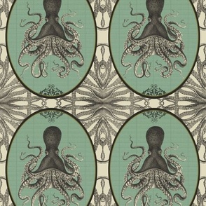 Letters from the Deep - Framed Oval Octopus