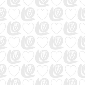 Love Text with Hearts In Gray on White