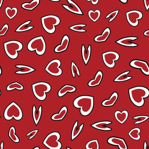 Red and White Hearts On Red