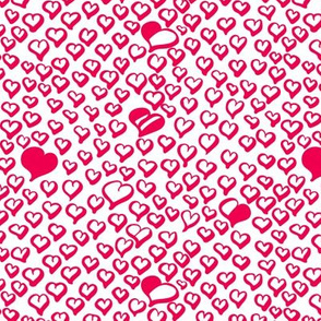 Field of Hearts in Magenta on White Background