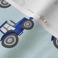 blue tractors on blue - farm fabrics - LAD20