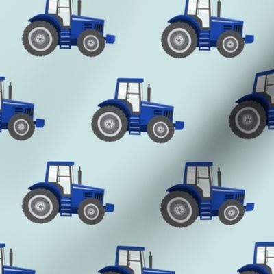 blue tractors on blue - farm fabrics - LAD20