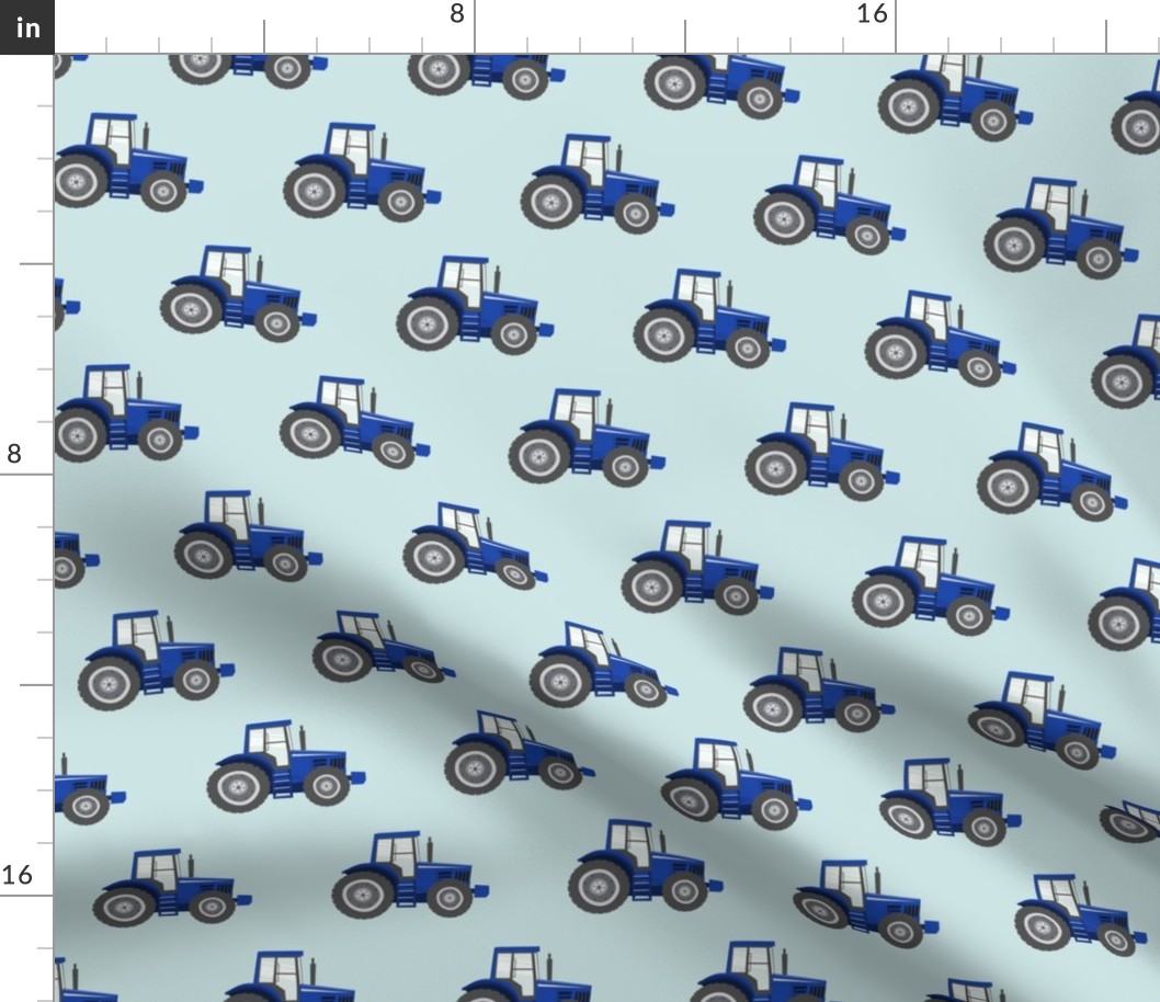 blue tractors on blue - farm fabrics - LAD20