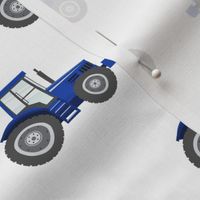 blue tractors on white - farm fabrics - LAD20