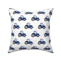 blue tractors on white - farm fabrics - LAD20