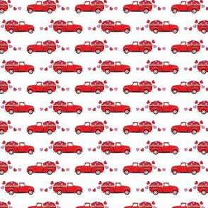 (extra small scale) red vintage truck with hearts - valentines day - white C20BS