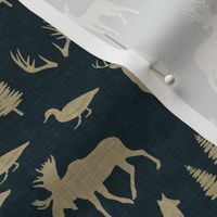 woodland animals with trees C20 (blue)