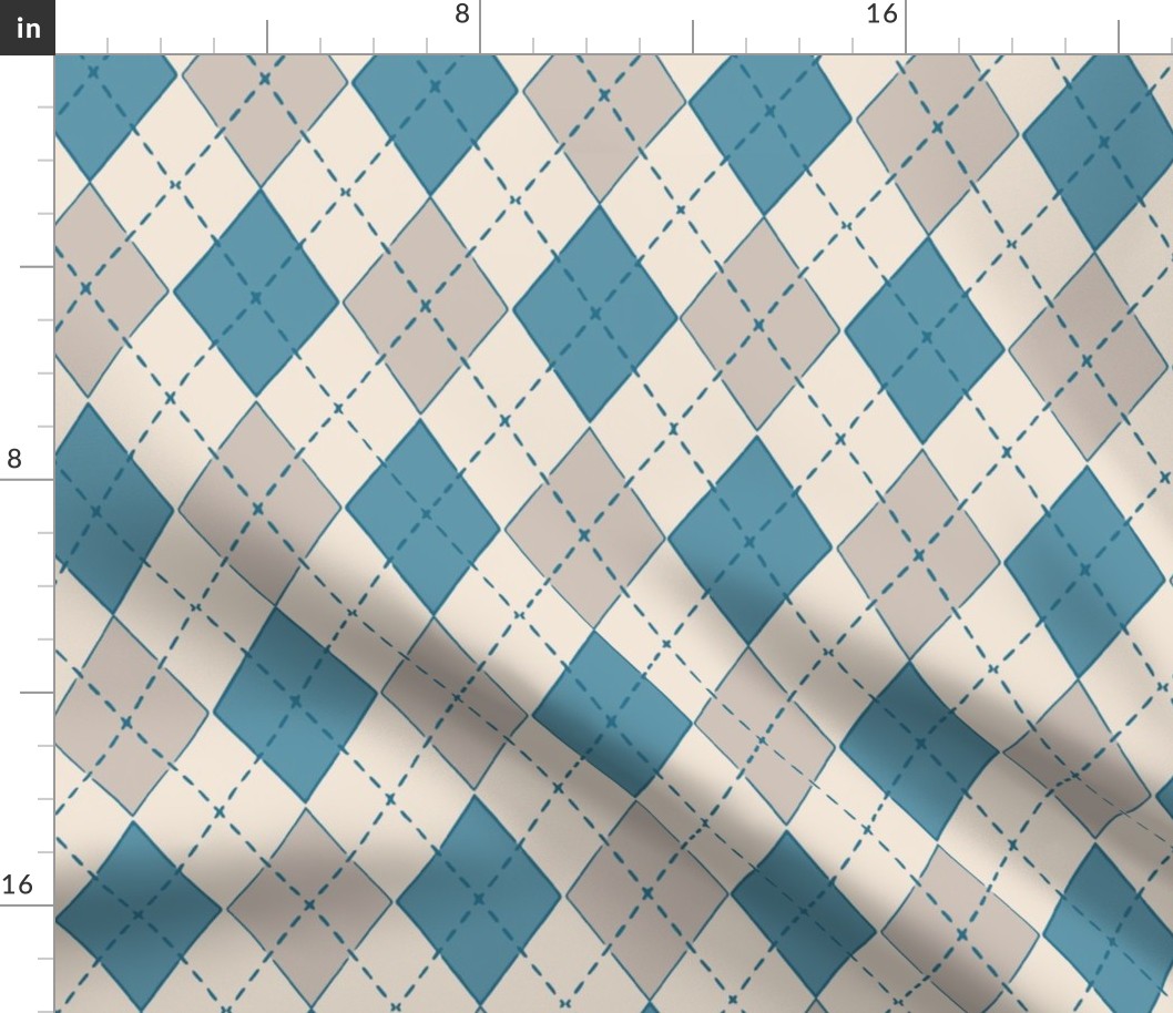 Pokemon Themed Snorlax inspired Argyle Fabric | Spoonflower