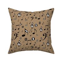 Musical Notes Beige Black and White s