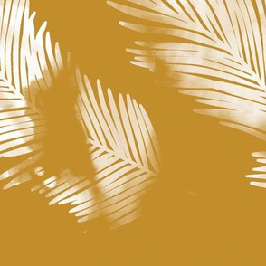 LARGE watercolour palm leaf silhouette - mustard