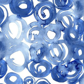 Watercolor blue circles ★ painted texture for modern home decor, bedding, nursery