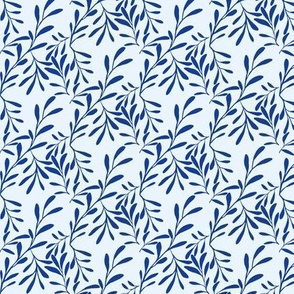 A Drift of Navy Blue Leaves on Ice Blue - Small Scale