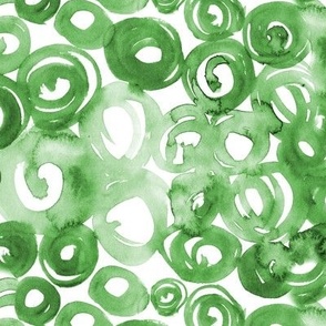 Jade green watercolor circles - abstract brushstrokes p250