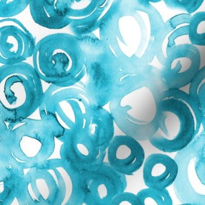 Aqua watercolor circles for modern home decor, bedding, nursery, abstract texture