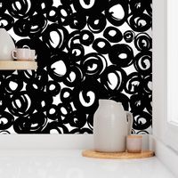 Circle vibes • painted black and white design for modern minimalistic home decor, bedding