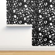 Circle vibes • painted black and white design for modern minimalistic home decor, bedding