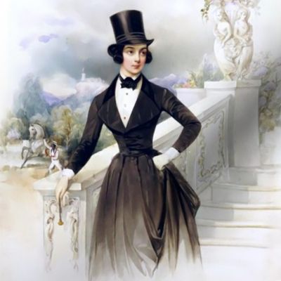 horses Victorian Riding habit  horseback riding black jacket top hat equestrian horsewoman rider beautiful lady woman androgynous gardens sky clouds mountains bow tie shirt portrait vintage shabby chic antique  elegant gothic lolita egl 18th century neocl