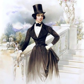 horses Victorian Riding habit  horseback riding black jacket top hat equestrian horsewoman rider beautiful lady woman androgynous gardens sky clouds mountains bow tie shirt portrait vintage shabby chic antique  elegant gothic lolita egl 18th century neocl