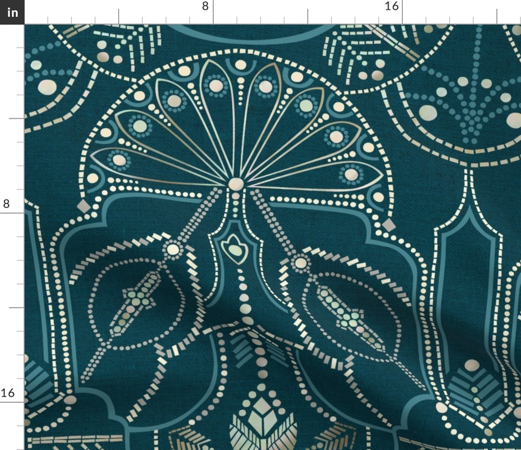 Ornamental Beaded Deco {Teal PMS548} -large scale