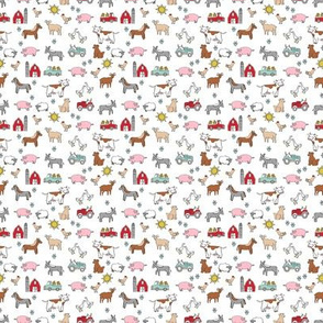 TINY  - farm // nursery kids gender neutral cow chicken pig barn farms fabric white colorful