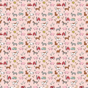 TINY - farm // nursery kids gender neutral cow chicken pig barn farms fabric pink