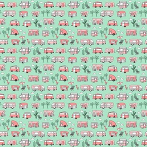 TINY - vintage camper van fabric // rv road trip design - mint and coral