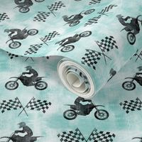 motocross rider and flags  -  blue - dirt bikes - LAD20